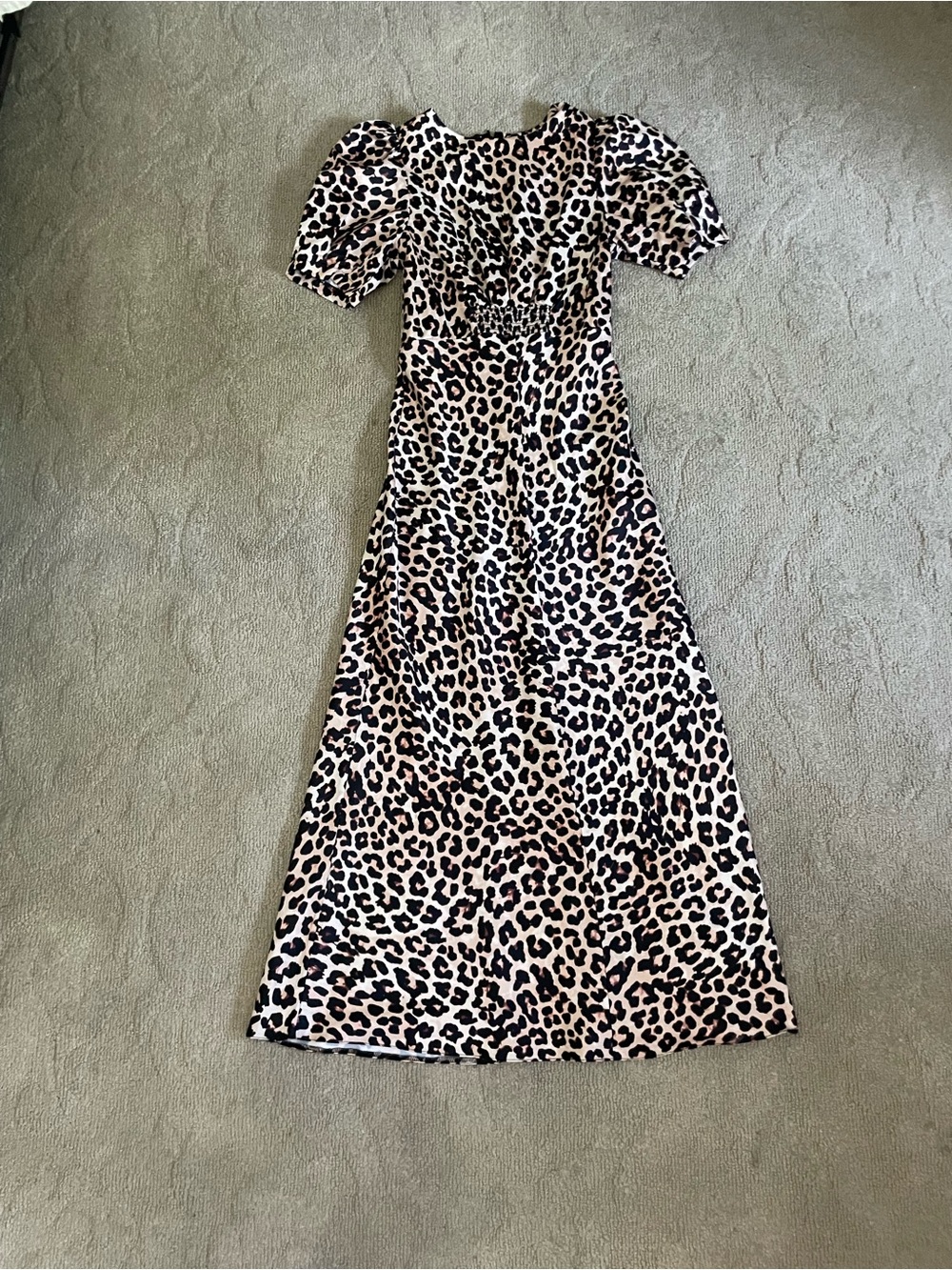 ASOS satin Leopard Print Midi Dress in Tan and Black